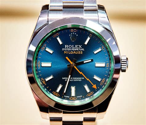 rolex milgauss blue waterproof|rolex milgauss price used.